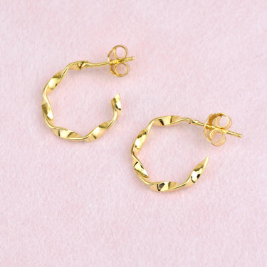 Gold Twisted Hoop Stud Earrings