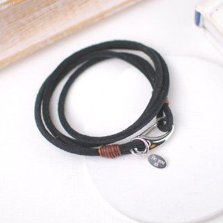 Personalised Men's Suede Double Wrap Bracelet