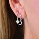 Silver Cz Moon and Star Huggie Hoop Earrings