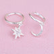 Silver Cz Moon and Star Huggie Hoop Earrings