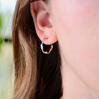 Silver Twisted Hoop Stud Earrings