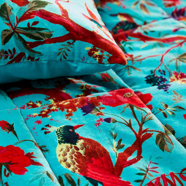 Velvet Bird of Paradise Quilt - Turquoise