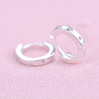 Silver Mini Cz Star Huggie Hoop Earings