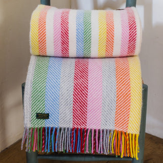 Stripe Rainbow Grey Throw