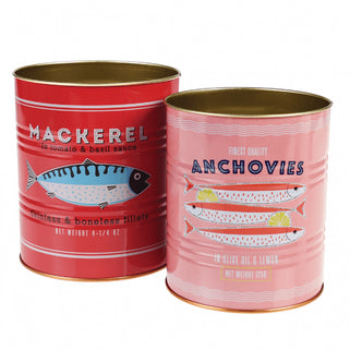 Set of Two Medium Fish Metal Storage Tins