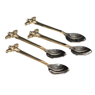 Set of Four Gold Bee Spoons