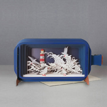 Seagulls and Lighthouse Message in a Bottle Card