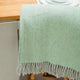 Herringbone Wool Throw Silver Grey and Laurel Green