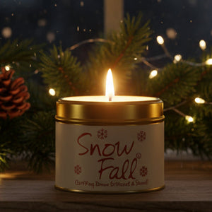 Snowfall scented candle in tin with lid