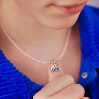 Sterling Silver Acorn and September Sapphire Birthstone Charm Necklace