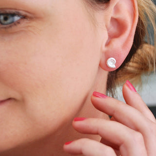 Sterling Silver Ammonite Stud Earrings