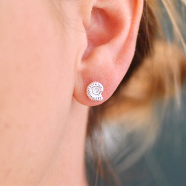 Sterling Silver Ammonite Stud Earrings