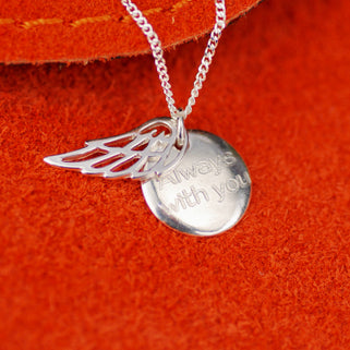 Sterling Silver Angel Wing and Charm Necklace