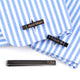 Personalised Gunmetal Coloured Tie Slide and Bar Cufflink Set