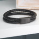 Men's Personalised Leather and Black Clasp Bracelet