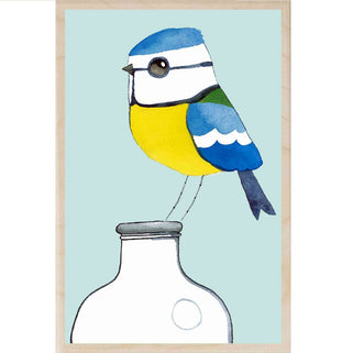 Blue Tit Wooden Postcard