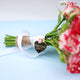 Gold heart wedding bouquet keepsake charm with personalised message 
