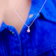 Sterling Silver Mini June Alexandrite Birthstone Charm Necklace shown on model close up