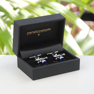 Camera Cufflinks in black Penelopetom cufflinks box
