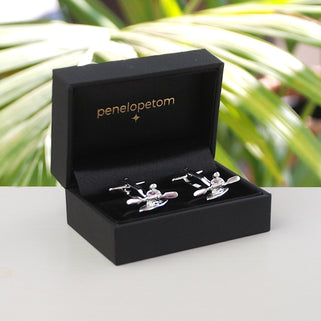 Canoe Cufflinks in black Penelopetom Cufflinks Box