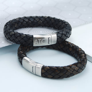 Personalised Men's Chunky Leather Plait