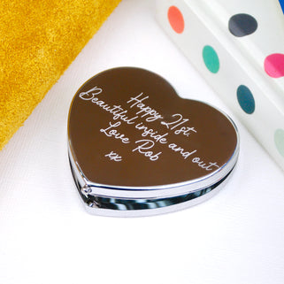 Personalised Name Heart Shaped Compact Mirror