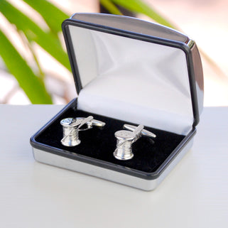 Personalised Second Anniversary Cotton Reel Cufflinks