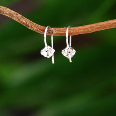 Tiny Sterling Silver and Crystal Hoop Drop Earrings