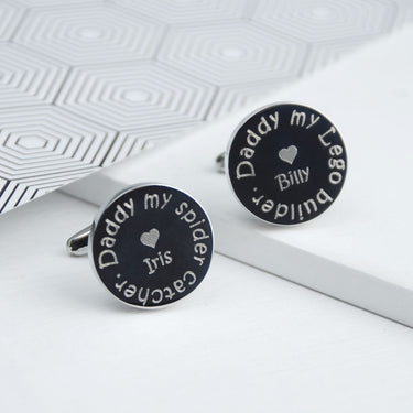 Personalised daddy my hero cufflinks with 