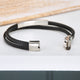 Personalised Men's Black Leather Sliding Bar Bracelet