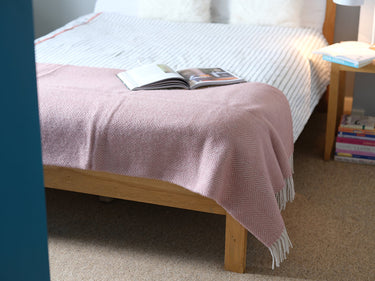 Dusky Pink & Pearl Herringbone Throw