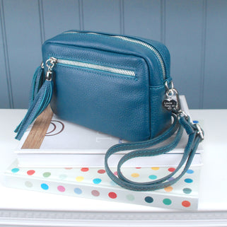 Personalised Elsa Leather Crossbody Tassel Bag