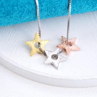 Sterling Silver Trio Star Necklace