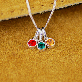 Personalised Sterling Silver Family Birthstone Necklace