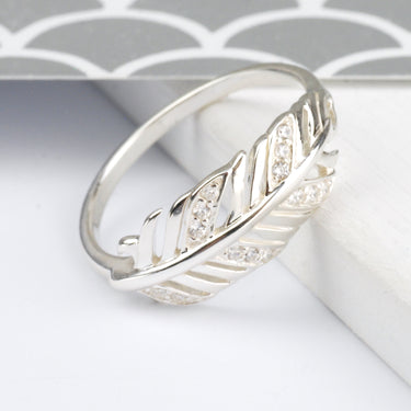 Slim Sterling Silver Feather Ring