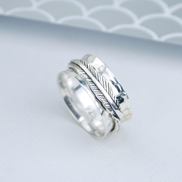 Sterling Silver Feather Spinning Ring