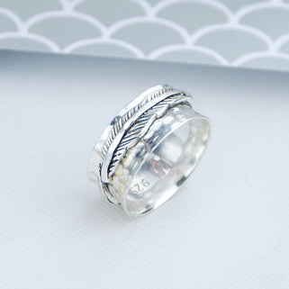 Sterling Silver Feather Spinning Ring