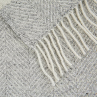 Fishbone Wool Throw Silver Grey