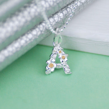 Girl's Personalised Silver Flower Girl Initial Necklace