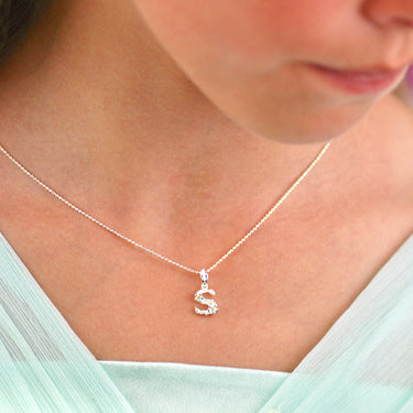 Girl's Personalised Silver Flower Girl Initial Necklace