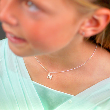 Girl's Personalised Silver Flower Girl Initial Necklace