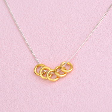 Personalised 50th Birthday Five Rings Charm Necklace