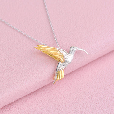 Sterling Silver and 18ct Gold Vermeil Hummingbird Necklace