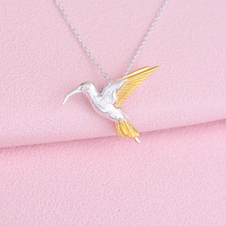 Sterling Silver and 18ct Gold Vermeil Hummingbird Necklace