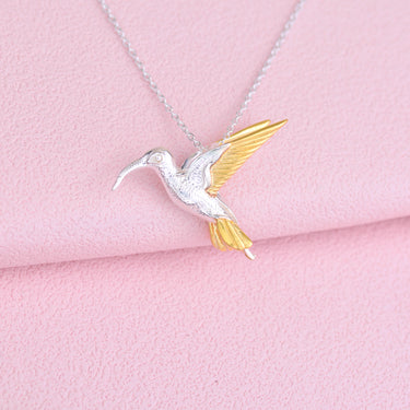 Sterling Silver and 18ct Gold Vermeil Hummingbird Necklace