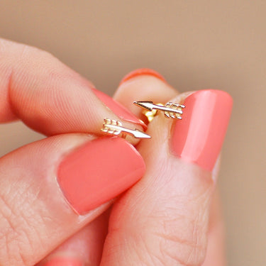 Tiny Sterling Silver Gold Vermeil Arrow Stud Earrings