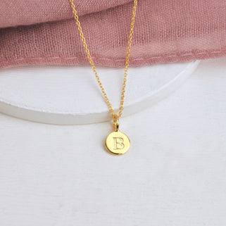 Personalised Sterling Silver Gold Vermeil Initial Disc Necklace