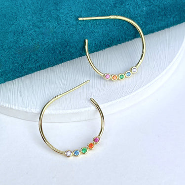Gold Vermeil Sterling Silver Rainbow Hoop Earrings