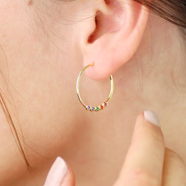 Gold Vermeil Sterling Silver Rainbow Hoop Earrings