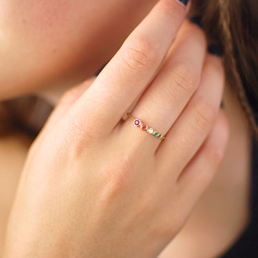 Slender Sterling Silver Gold Vermeil Rainbow Stone Ring